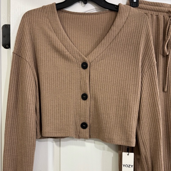 Brown Ribbed Coordinating Pant Set, NWT - Picture 2 of 8